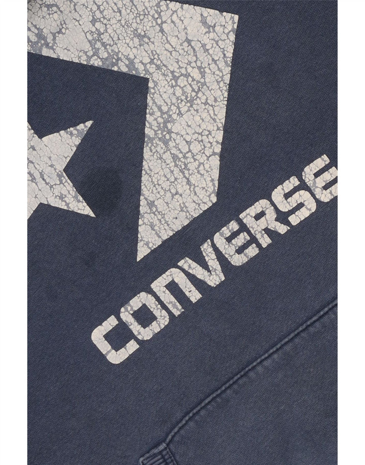 CONVERSE Felpa con cappuccio grafica da uomo, piccola, in cotone blu