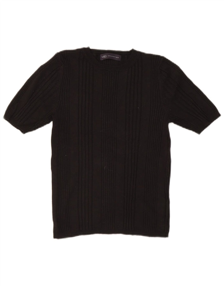 Maglione maglione girocollo corto da donna Marks & Spencer UK 10 piccolo nero