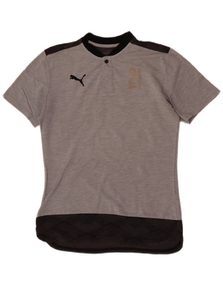 T-shirt grafica da uomo Puma Top in cotone color block grigio medio