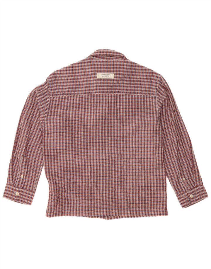 ZARA Camicia in Flanella da Bambino 8-9 Anni in Cotone a quadri Bordeaux