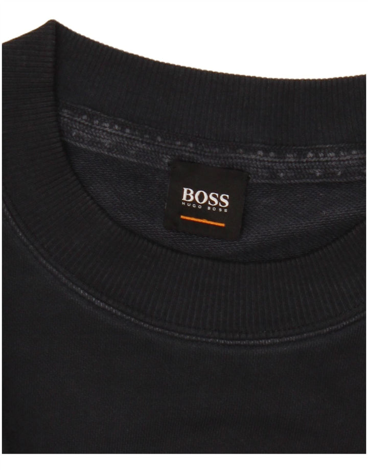 Felpa grafica da uomo Hugo Boss, maglione, cotone nero medio