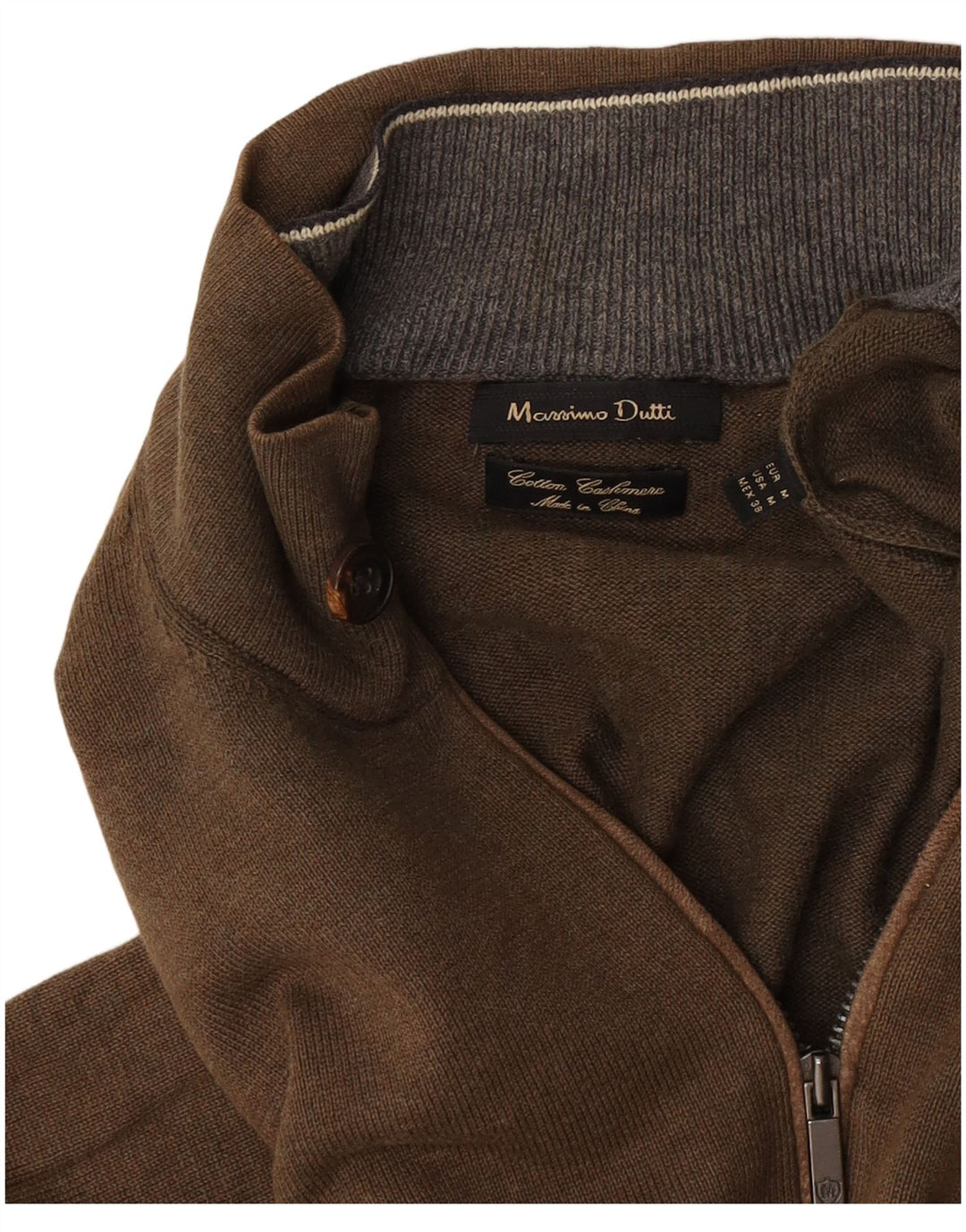 Massimo Dutti Maglione da uomo con zip e collo medio kaki