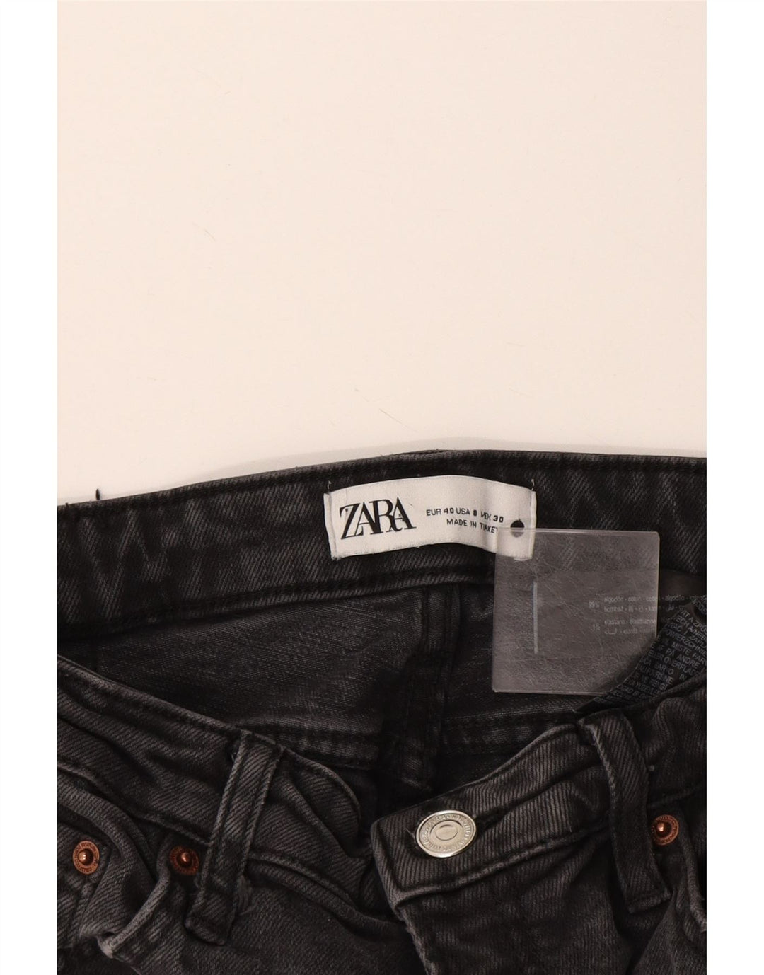 Jeans dritti da donna Zara EU 40 medio W30 L26 cotone grigio