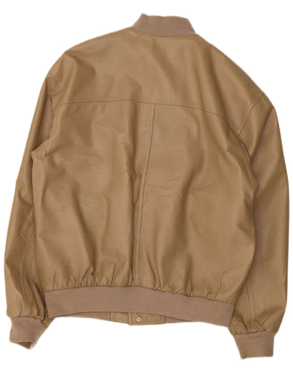 Giubbotto bomber in pelle da uomo vintage UK 42 XL Beige