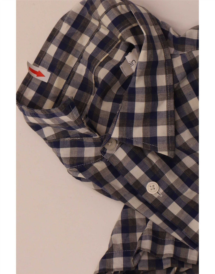 Camicia a maniche corte da uomo Calvin Klein in cotone a quadretti blu medio