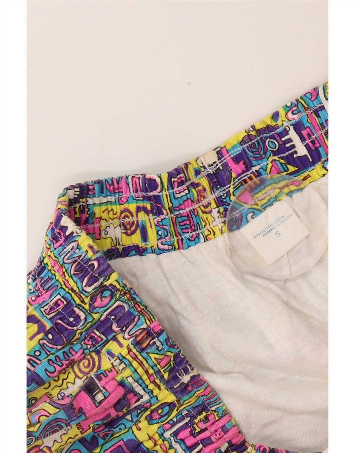 Pantaloncini vintage da donna a vita alta piccoli W27 in cotone patchwork multicolore