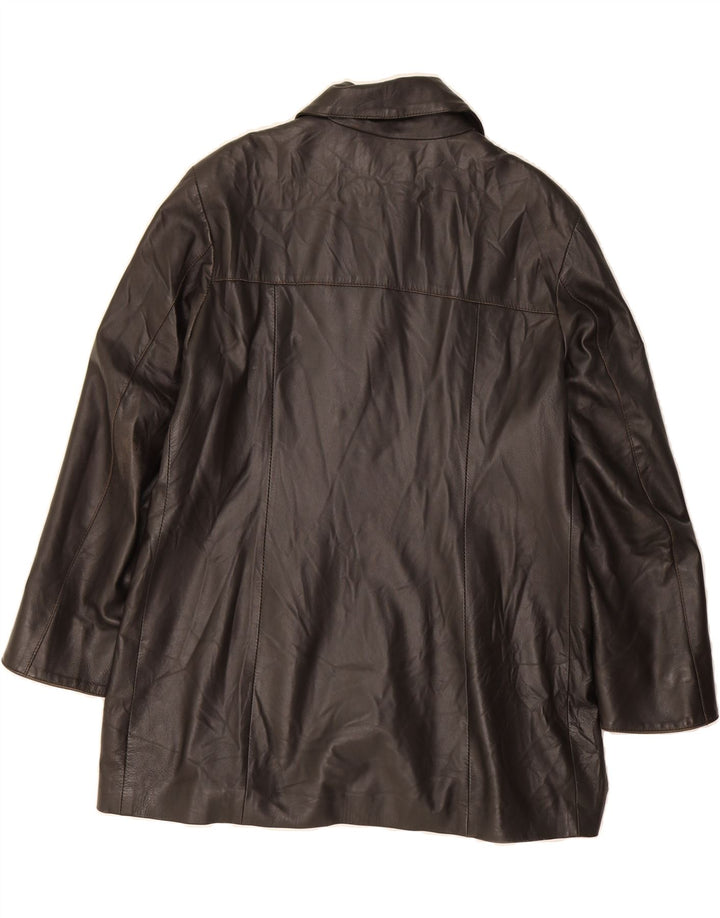 DILETTA LELLI Womens Leather Coat UK 18 XL Black Vintage Diletta Lelli and Second-Hand Diletta Lelli from Messina Hembry 