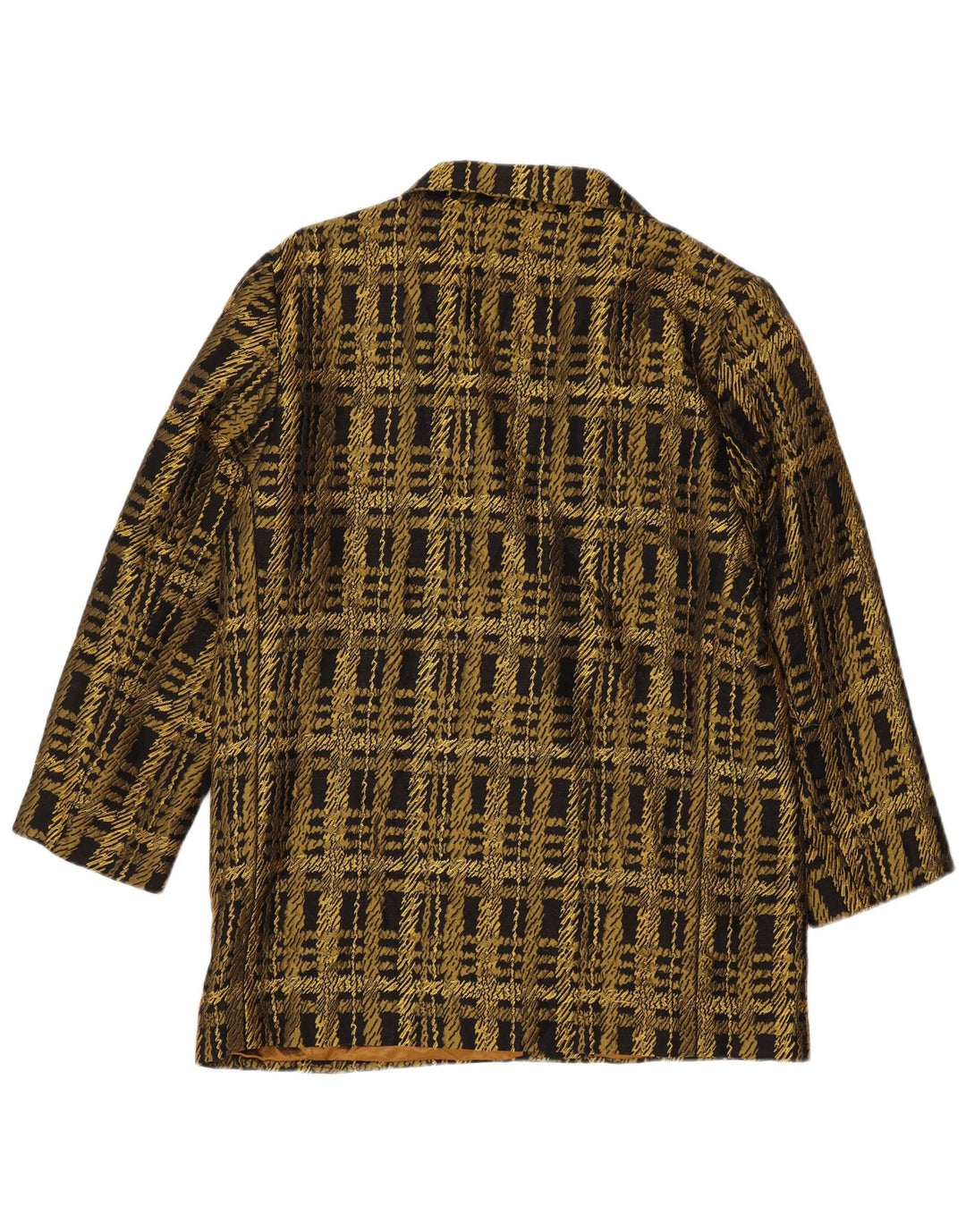 Giacca blazer doppiopetto vintage da donna UK 16 grande motivo a quadri dorati