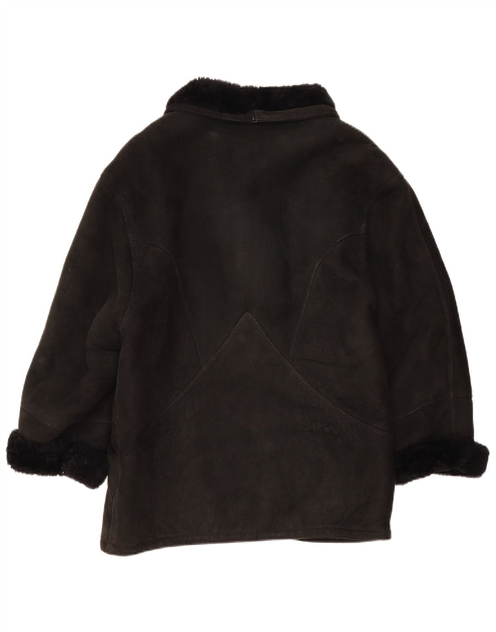 Giacca in shearling oversize da donna vintage IT 44 Shearling medio nero