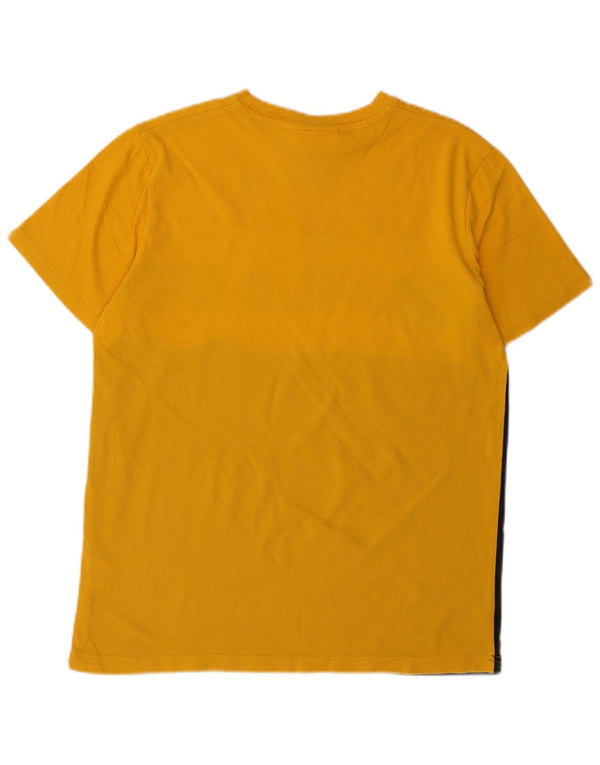 T-shirt grafica da uomo Fila Top Small in cotone color block giallo