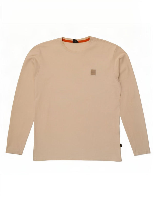 Hugo Boss Top da uomo a maniche lunghe grande in cotone bianco sporco