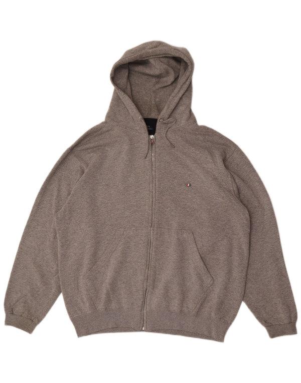 Maglione con cappuccio e zip da uomo Champion, grande cotone chiazzato grigio