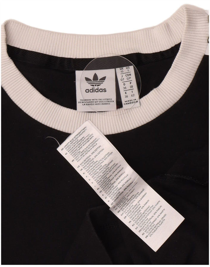 Top Adidas da donna a manica lunga UK 10 piccolo cotone nero