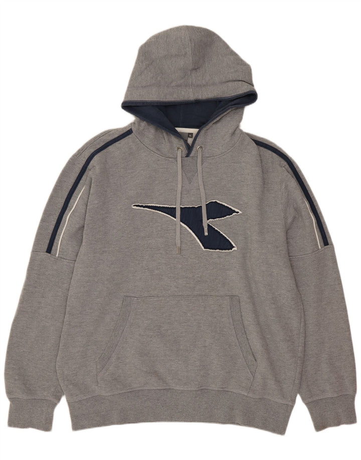 Felpa con cappuccio grafica da uomo Diadora XL in cotone grigio