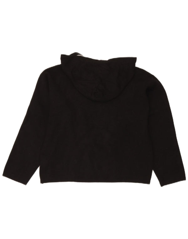 Replay Womens Crop Graphic Hoodie Jumper UK 16 Large Black Viscose