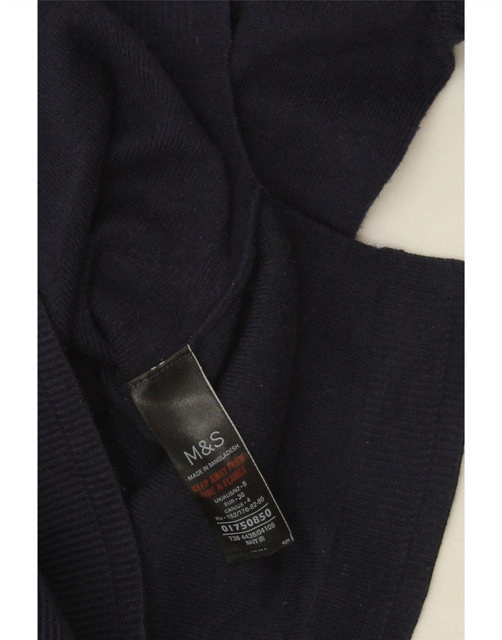 Maglione maglione a collo alto da donna Marks & Spencer UK 8 piccolo blu navy