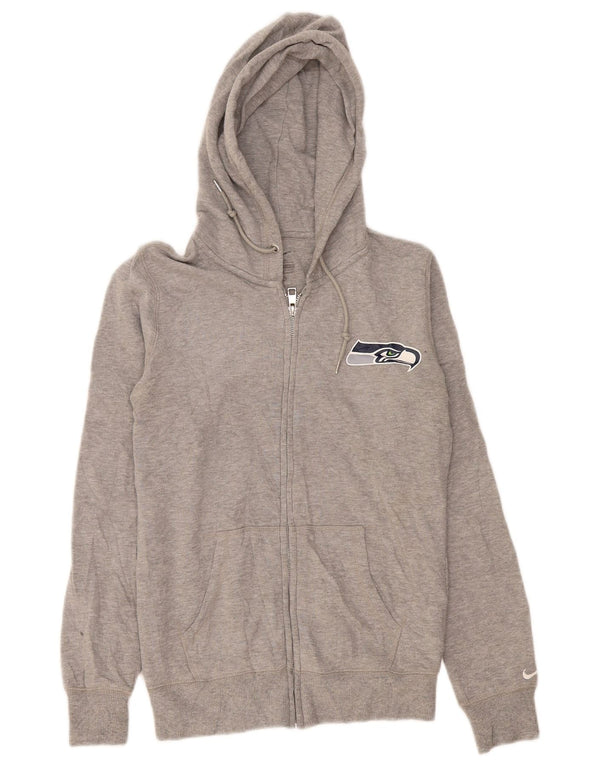 Felpa con cappuccio e zip Nike Seattle Seahawks da donna UK 10 piccola grigia chiazzata