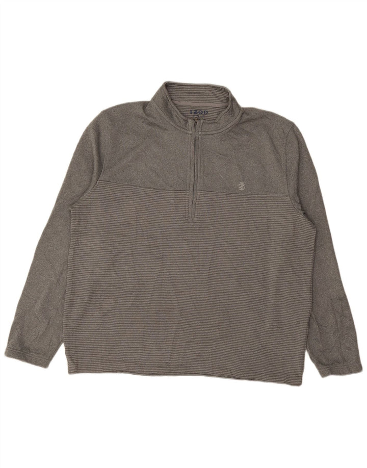 Maglione da golf da uomo con zip e collo Izod XL a righe grigie