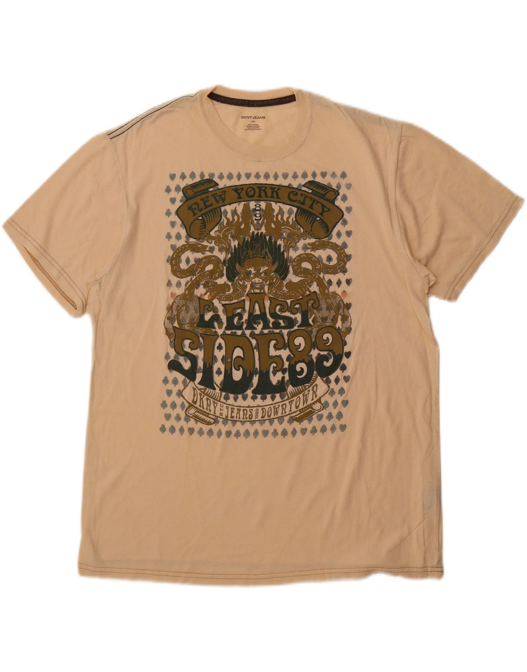 T-shirt grafica da uomo DKNY Top grande in cotone beige