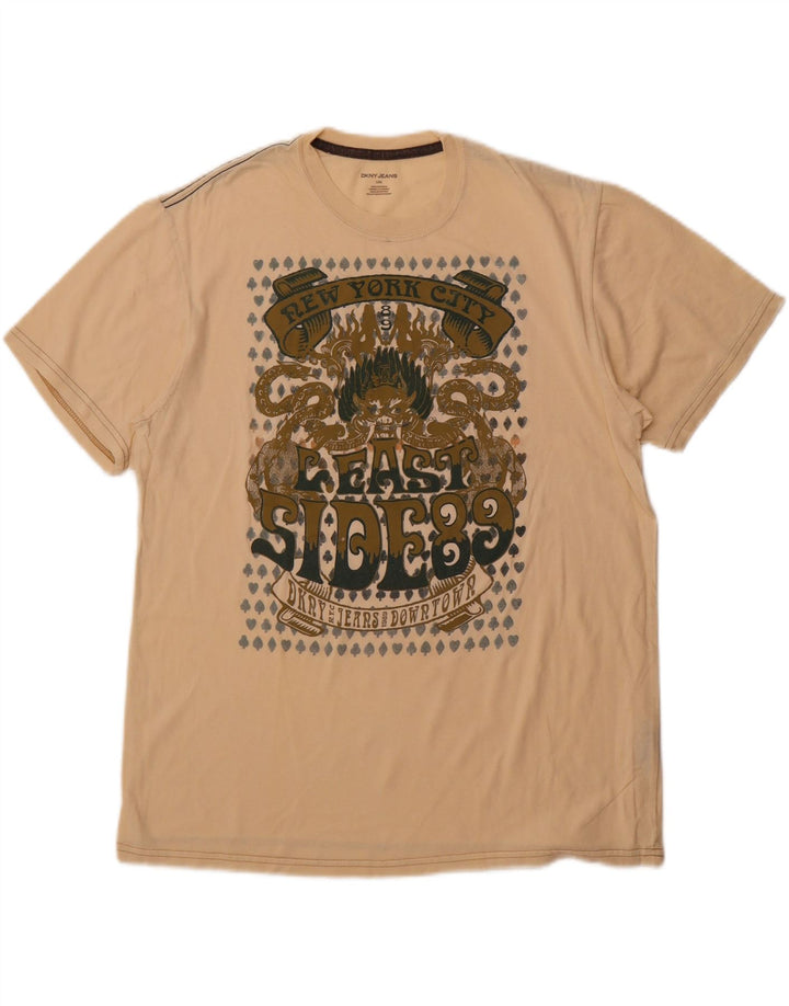 T-shirt grafica da uomo DKNY Top grande in cotone beige