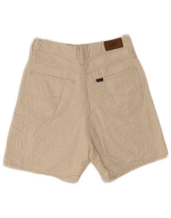 Pantaloncini di jeans a vita alta Stella da donna Lee W26 piccoli in cotone bianco sporco