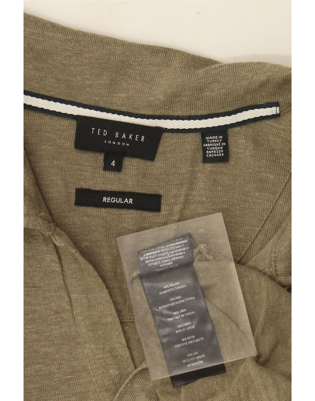Polo regolare da uomo Ted Baker taglia 4 grande lino kaki
