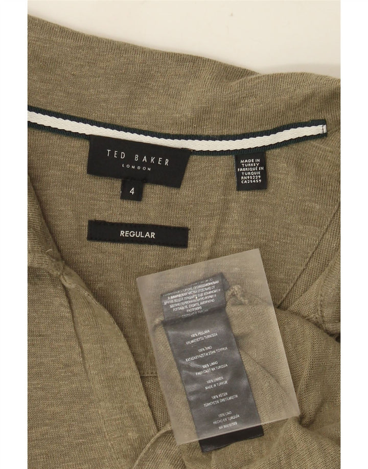 Polo regolare da uomo Ted Baker taglia 4 grande lino kaki