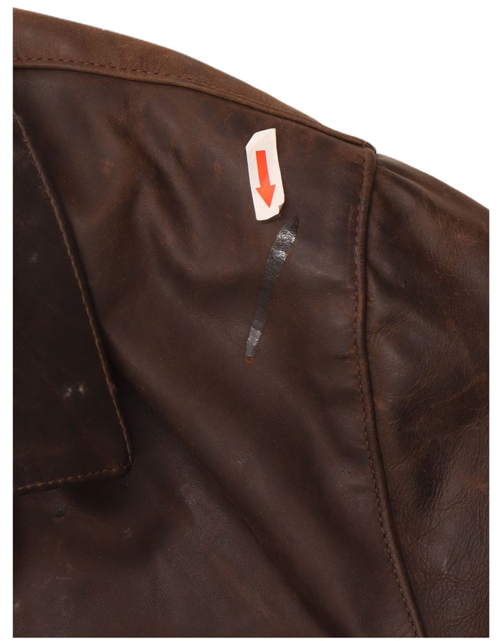 Giacca in pelle vintage da uomo UK 44 2XL Marrone