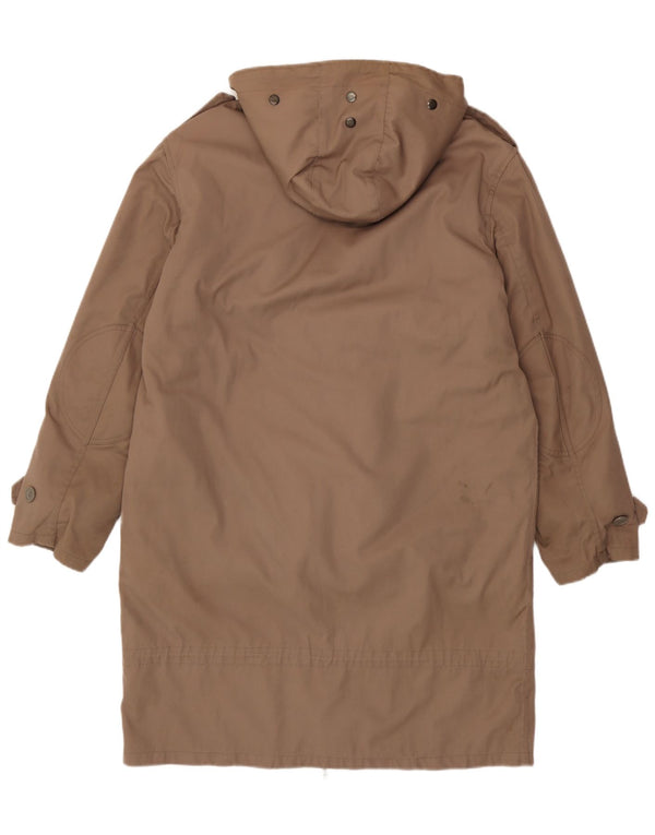 Giacca parka sherpa vintage da uomo con cappuccio IT 54 2XL poliestere marrone