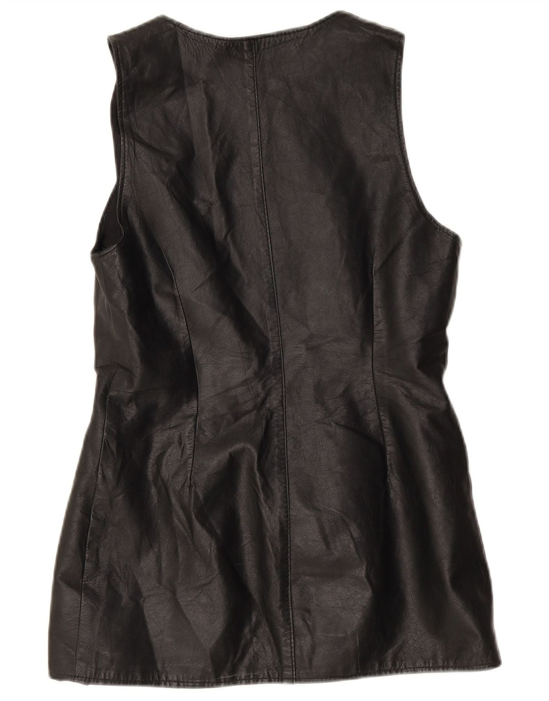 Gilet in pelle da donna vintage UK 10 piccolo nero