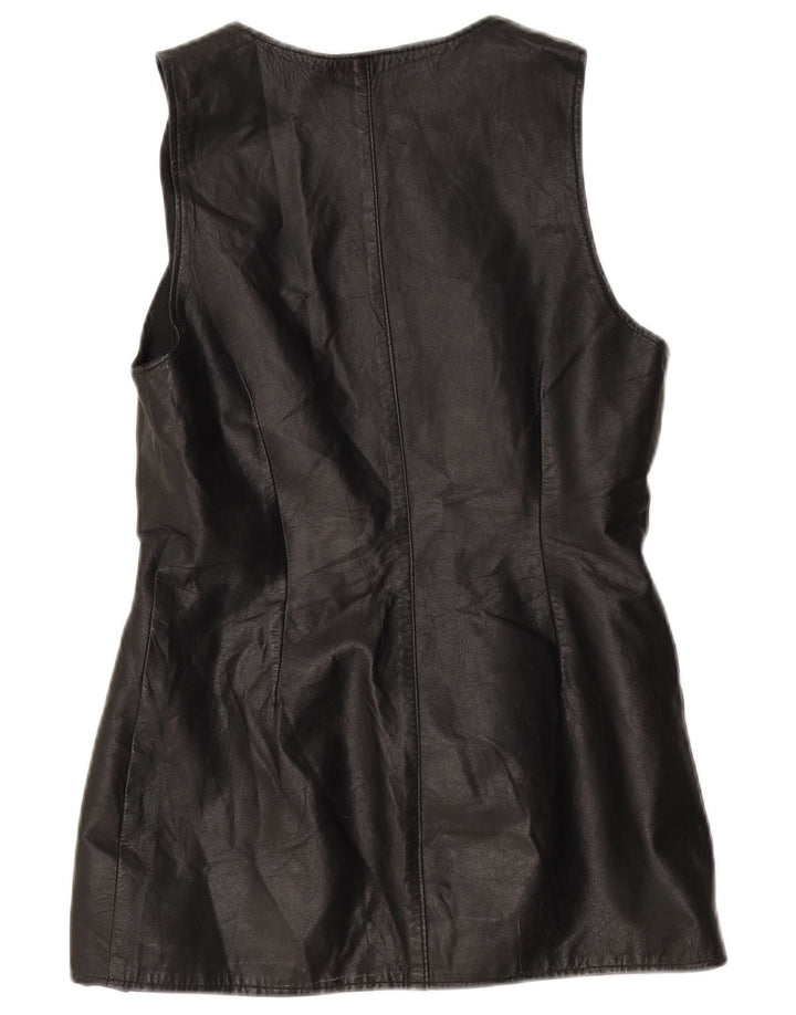Gilet in pelle da donna vintage UK 10 piccolo nero