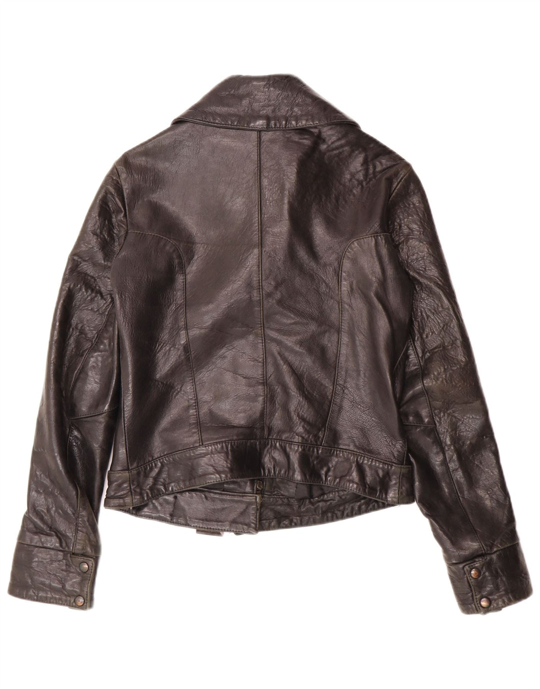 Giacca in pelle da donna vintage IT 44 Biker in pelle nera media