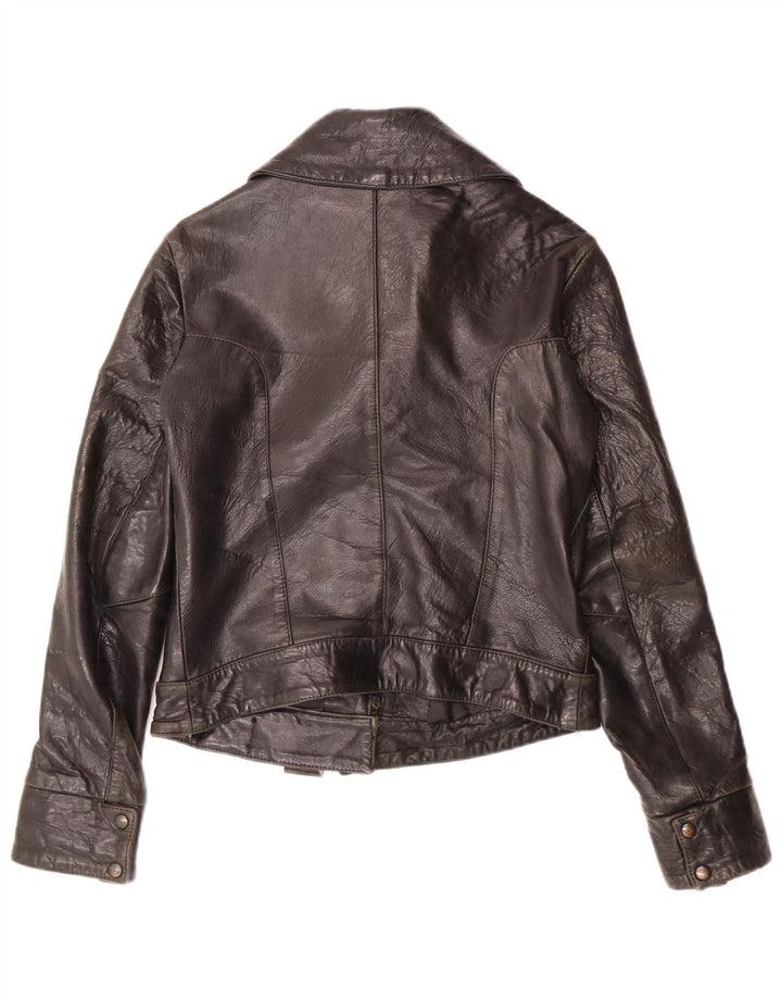 Giacca in pelle da donna vintage IT 44 Biker in pelle nera media