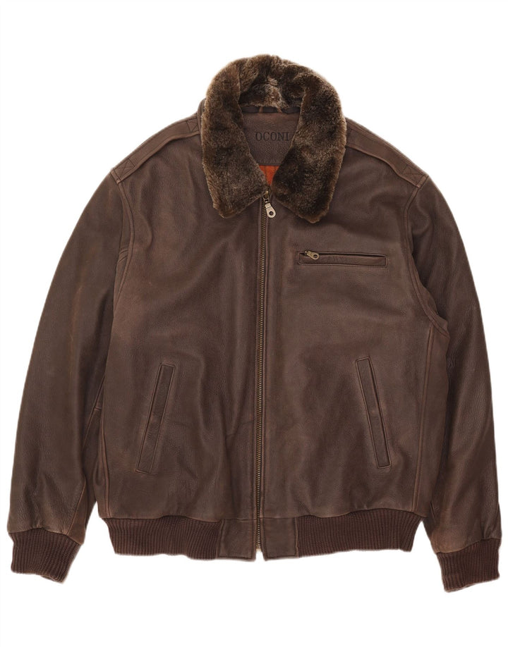Giacca in pelle da uomo Oconi IT 54 2XL Pelle marrone