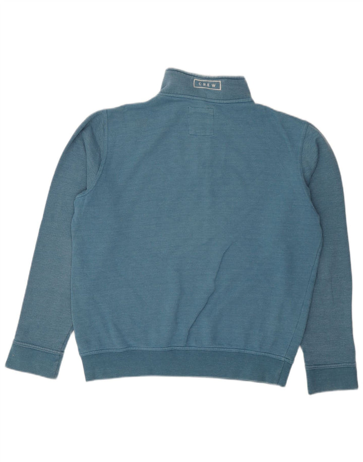 Crew Clothing Felpa con collo con zip da uomo Maglione in cotone blu medio