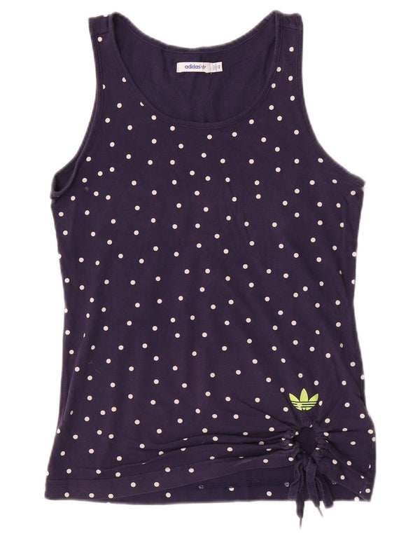 Canotta Adidas Donna IT 46 Medium Blu Navy a Pois Cotone