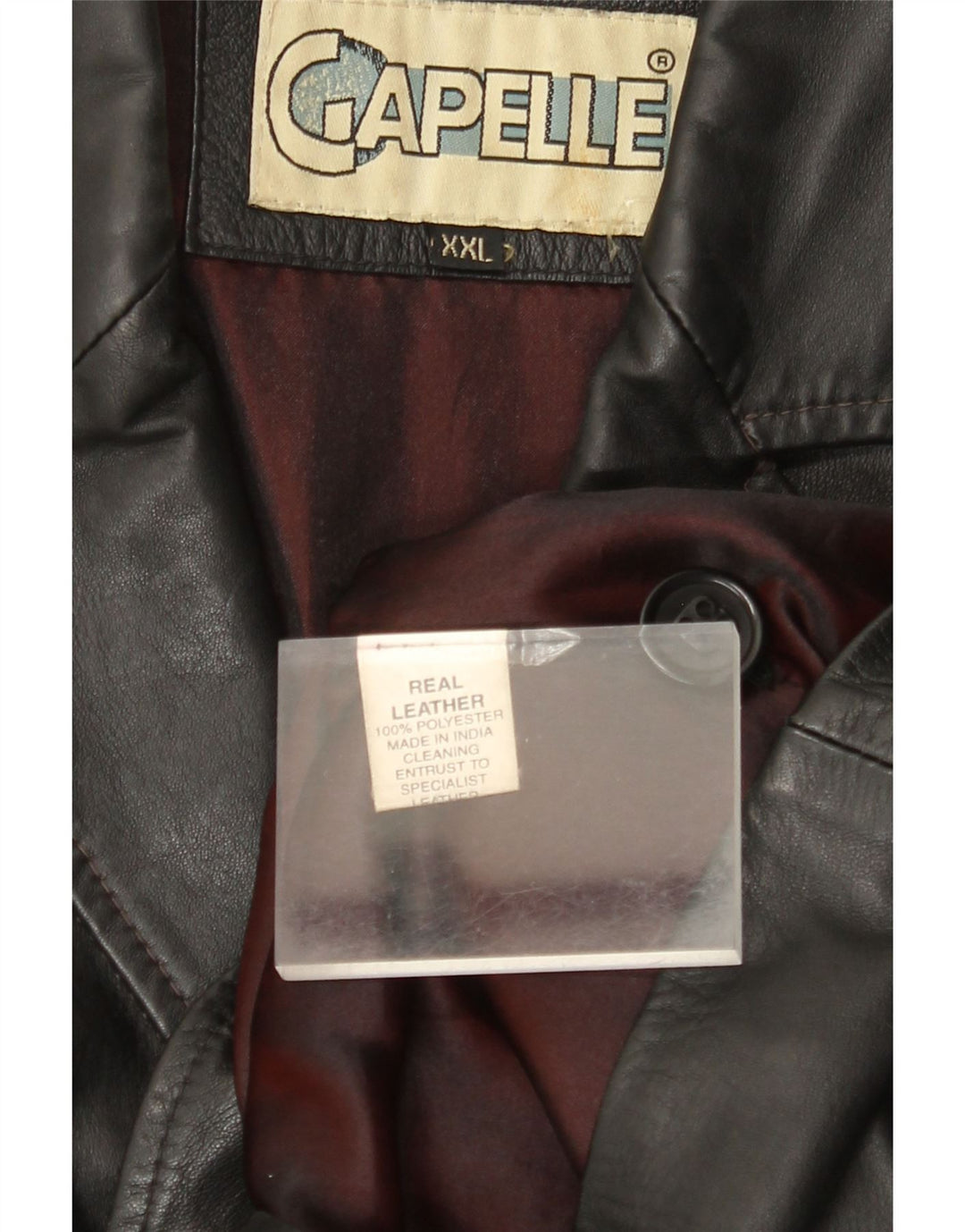 Giacca blazer in pelle da uomo a 4 bottoni CAPELLE UK 44 2XL Pelle nera