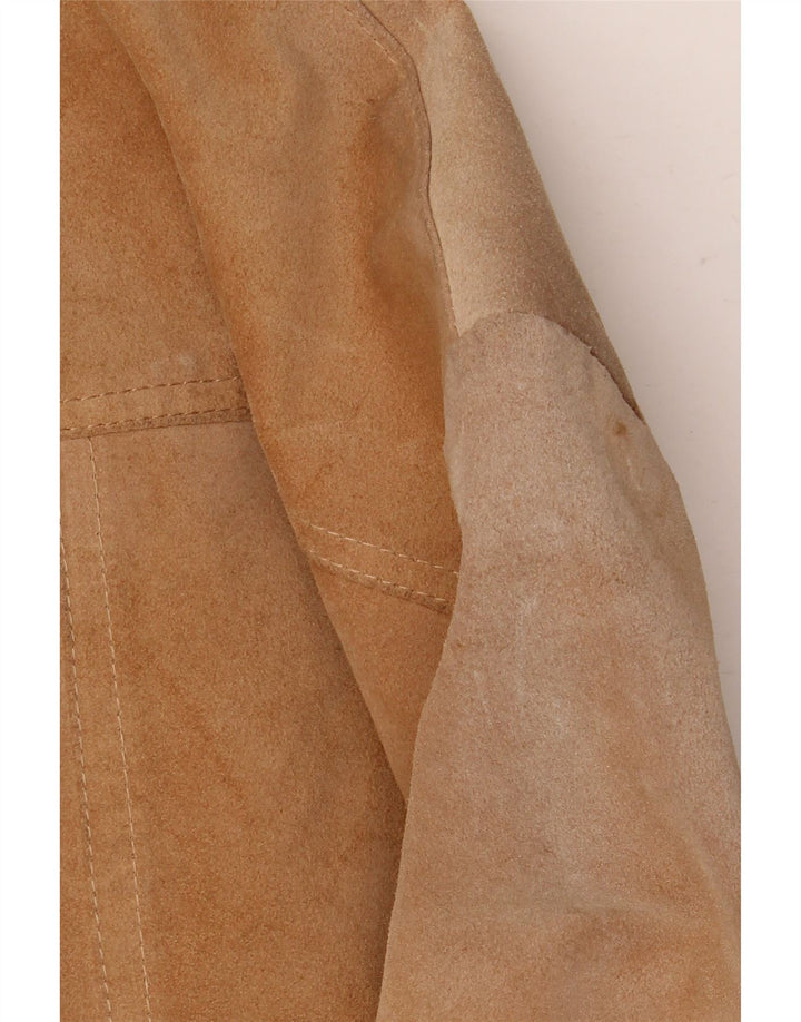 Giacca in pelle scamosciata da donna Barone UK 10 piccola in pelle beige