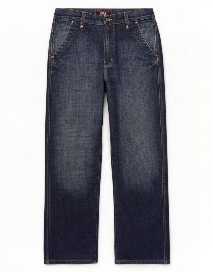 Jeans dritti da uomo Rifle W34 L31 in cotone blu navy