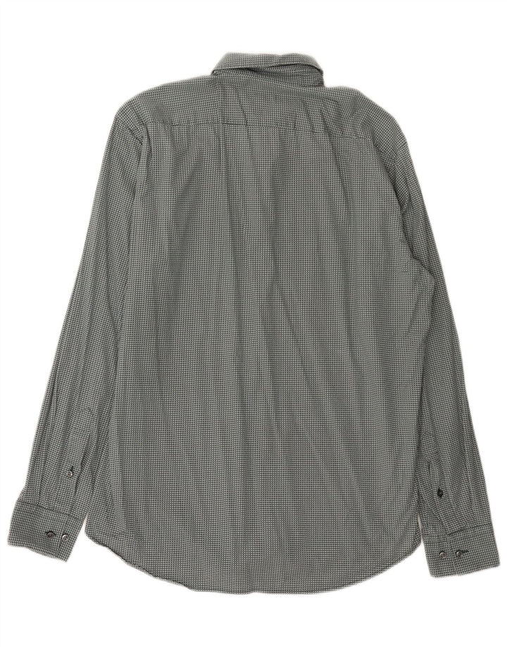 Camicia da uomo vestibilità regolare Hugo Boss taglia 40 15 3/4 verde medio geometrico