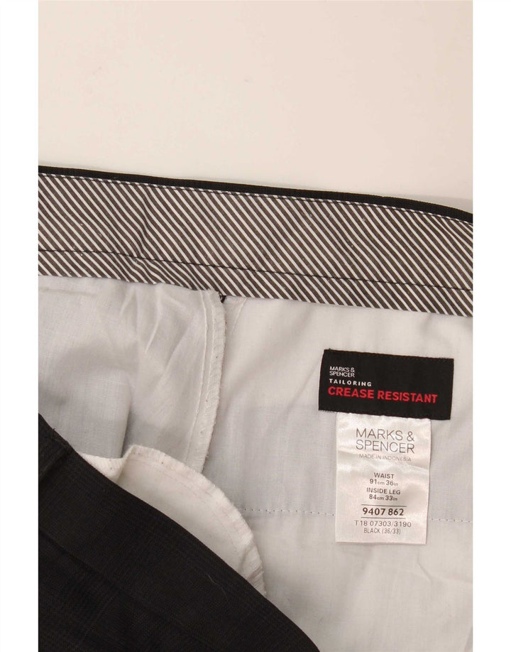 Pantaloni da abito dritti da uomo Marks & Spencer W36 L33 poliestere nero