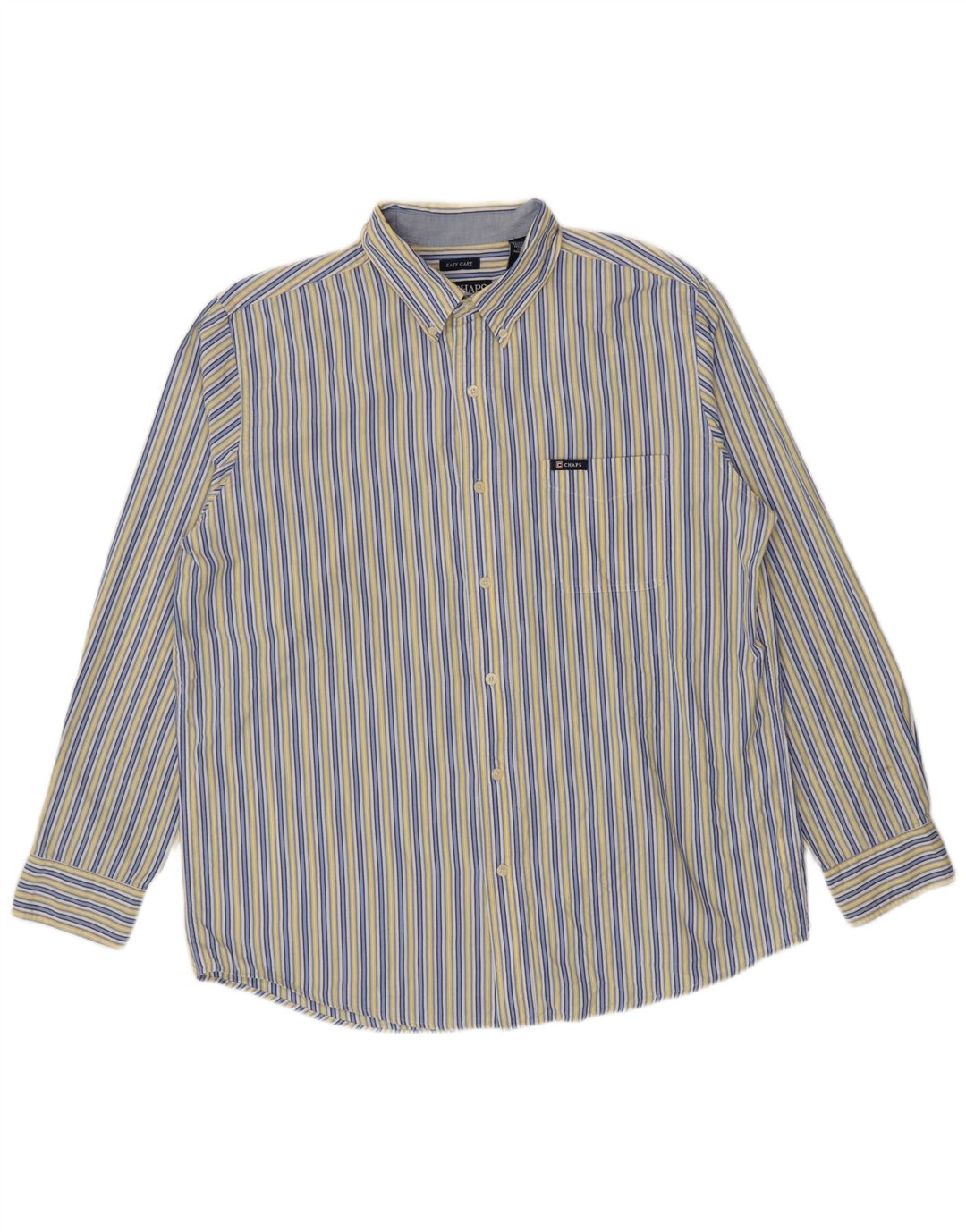 Chaps Camicia da uomo Easy Care, cotone a righe grandi blu