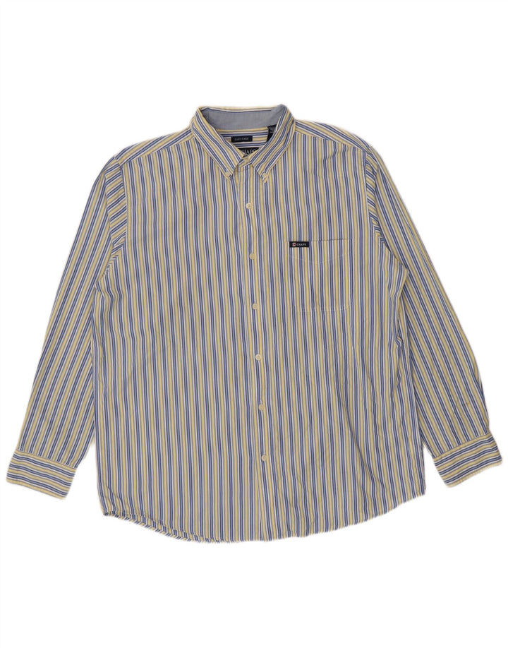 Chaps Camicia da uomo Easy Care, cotone a righe grandi blu