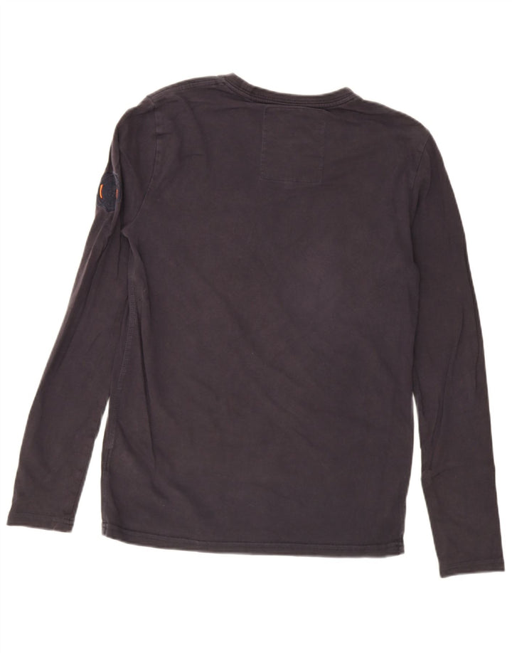 Top grafico da uomo Superdry a maniche lunghe in cotone blu navy piccolo
