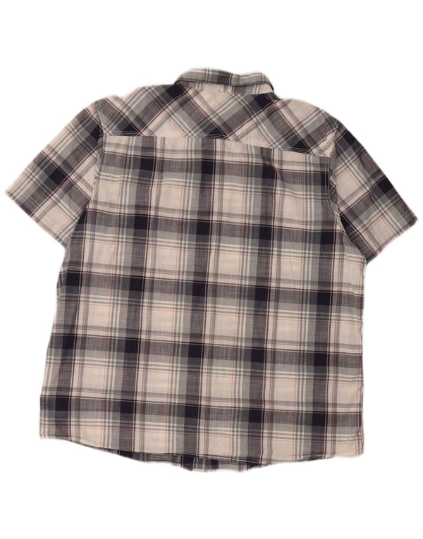 WEIRD FISH Camicia a maniche corte da uomo 2XL Cotone a quadri blu navy