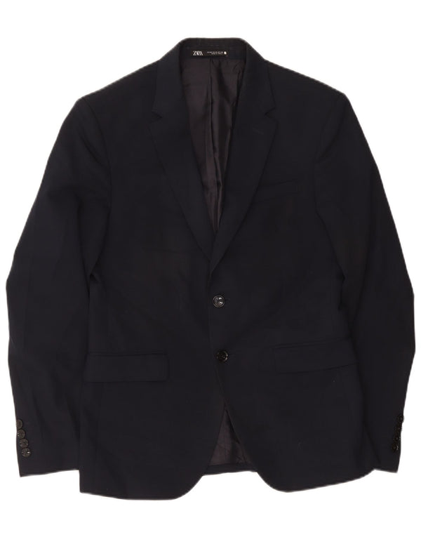 Giacca blazer da uomo a 2 bottoni Zara EU 46 piccola in poliestere blu navy