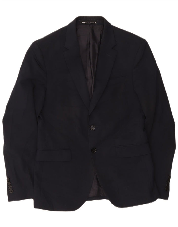 Giacca blazer da uomo a 2 bottoni Zara EU 46 piccola in poliestere blu navy