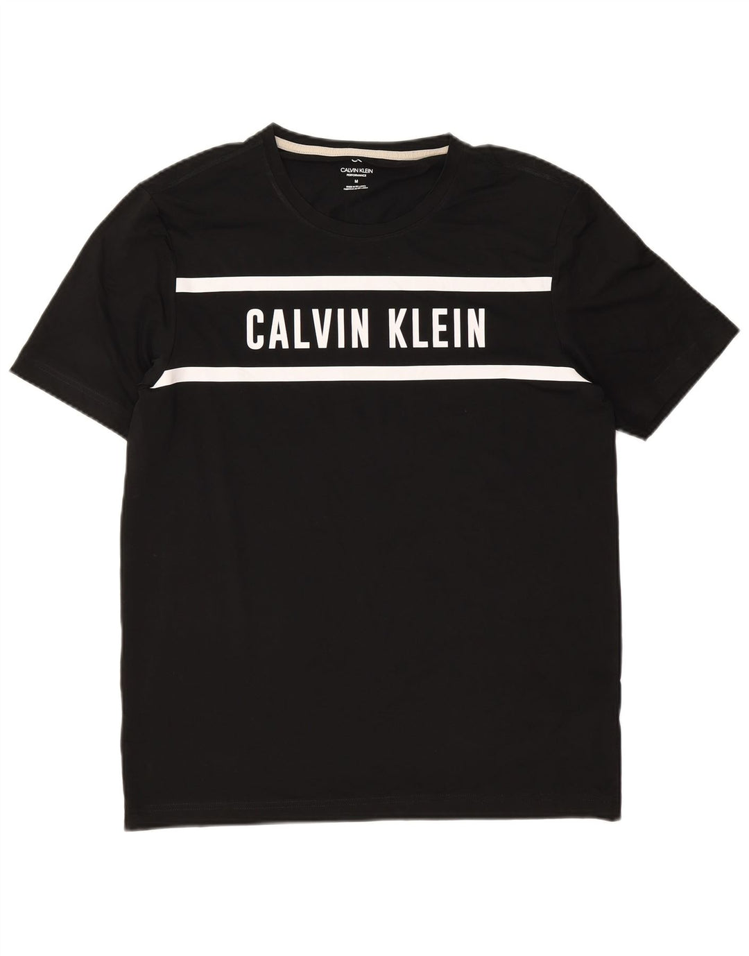 T-shirt grafica da uomo Calvin Klein Top in poliestere color block medio nero