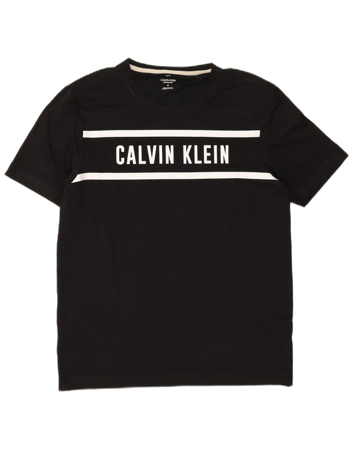 T-shirt grafica da uomo Calvin Klein Top in poliestere color block medio nero