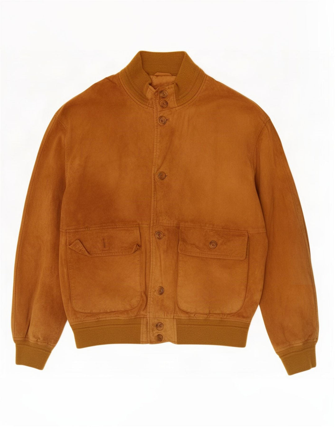 Giubbotto bomber vintage in pelle scamosciata da uomo IT 50 grande in pelle beige